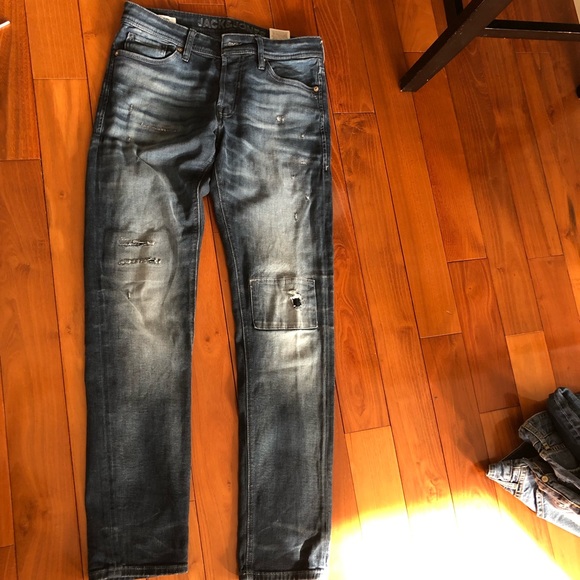 Jack & Jones Slim Fit 30x32 Distressed Denim jeans men’s stylish trendy stretch - Picture 4 of 7